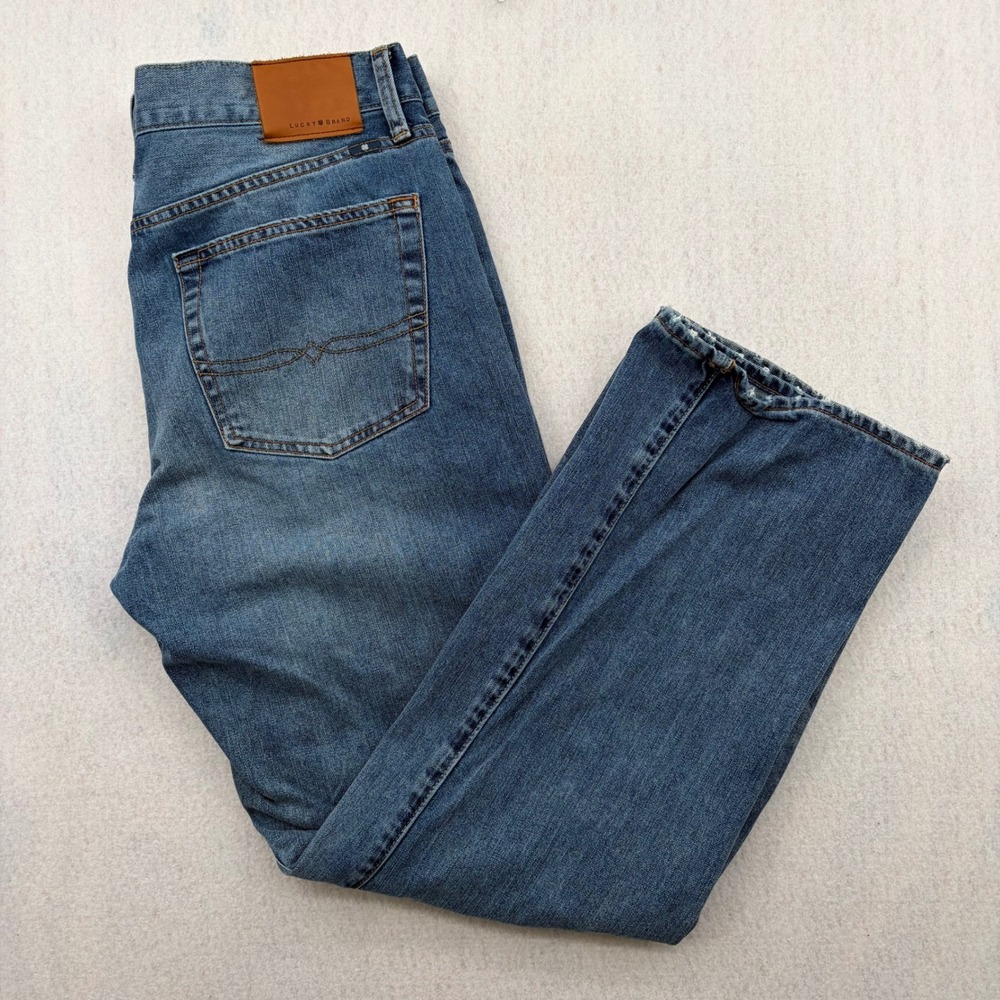 Lucky Brand 181 Relaxed Straight Jeans Mens 34x30 Medium Wash Blue Denim